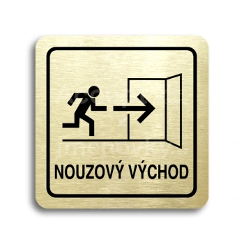 Piktogram "nouzový východ IV" - zlatá tabulka - černý tisk