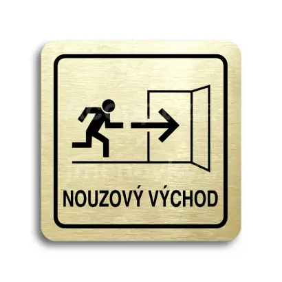 Piktogram "nouzový východ IV" - zlatá tabulka - černý tisk