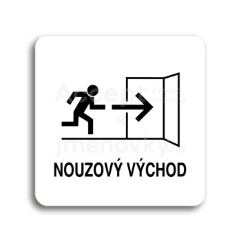 Piktogram "nouzový východ IV" - bílá tabulka - černý tisk bez rámečku