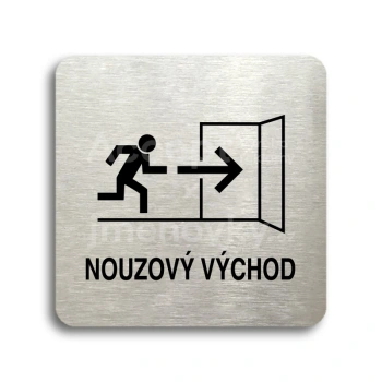 Piktogram "nouzový východ IV" - stříbrná tabulka - černý tisk bez rámečku