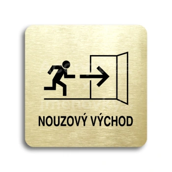 Piktogram "nouzový východ IV" - zlatá tabulka - černý tisk bez rámečku