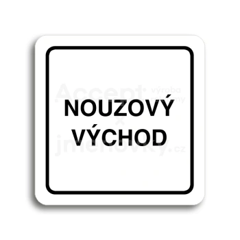 Piktogram "nouzový východ" - bílá tabulka - černý tisk