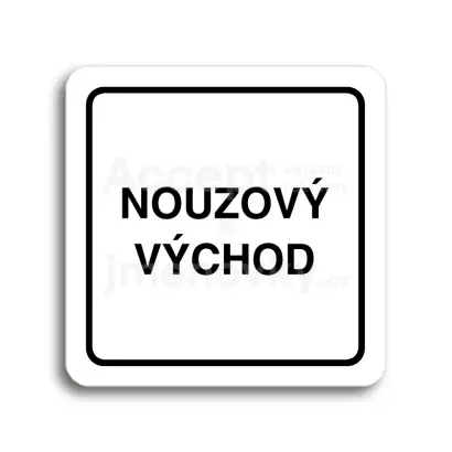 Piktogram "nouzový východ" - bílá tabulka - černý tisk