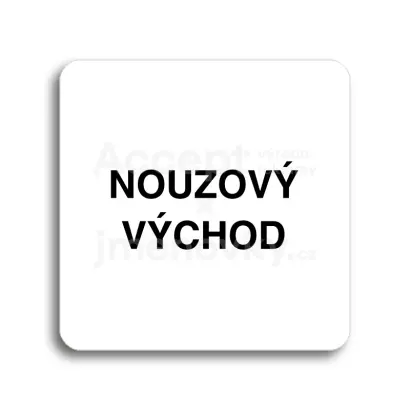 Piktogram "nouzový východ" - bílá tabulka - černý tisk bez rámečku