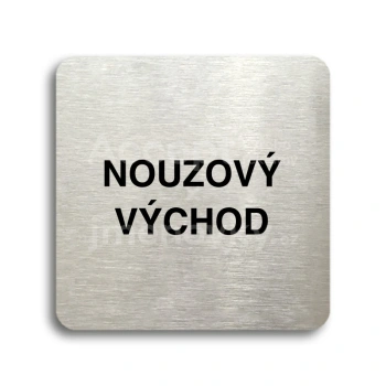 Piktogram "nouzový východ" - stříbrná tabulka - černý tisk bez rámečku