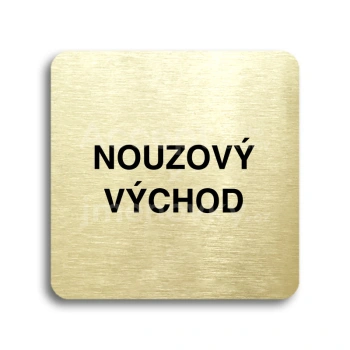 Piktogram "nouzový východ" - zlatá tabulka - černý tisk bez rámečku