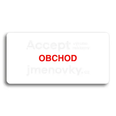 Piktogram "OBCHOD" - bílá tabulka - barevný tisk bez rámečku