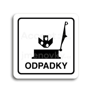 Piktogram "odpadky" - bílá tabulka - černý tisk