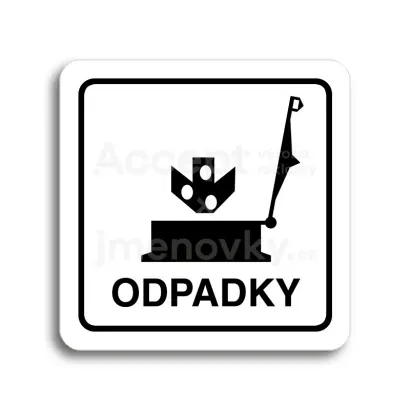 Piktogram "odpadky" - bílá tabulka - černý tisk