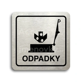 Piktogram "odpadky" - stříbrná tabulka - černý tisk