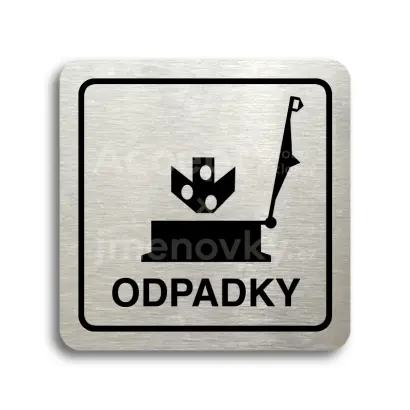 Piktogram "odpadky" - stříbrná tabulka - černý tisk
