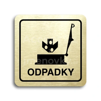 Piktogram "odpadky" - zlatá tabulka - černý tisk