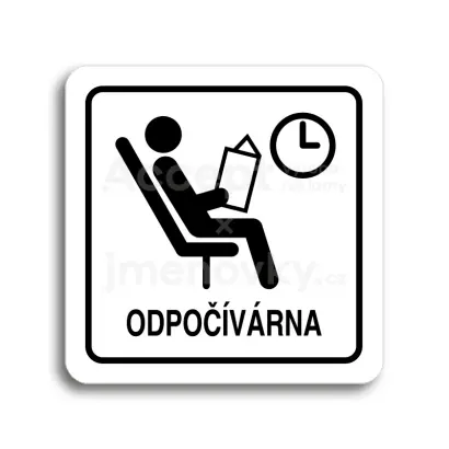 Piktogram "odpočívárna II" - bílá tabulka - černý tisk
