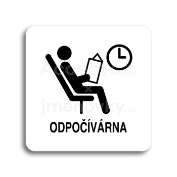 Piktogram "odpočívárna II" - bílá tabulka - černý tisk bez rámečku