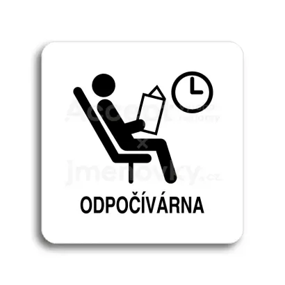 Piktogram "odpočívárna II" - bílá tabulka - černý tisk bez rámečku