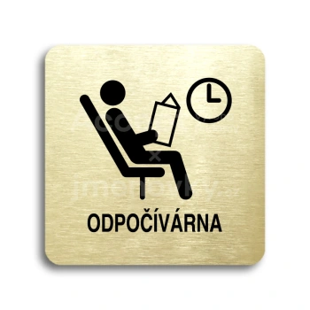 Piktogram "odpočívárna II" - zlatá tabulka - černý tisk bez rámečku