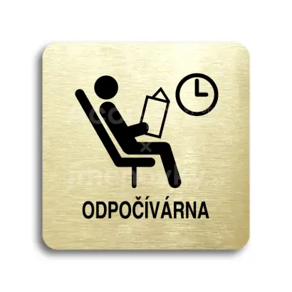 Piktogram "odpočívárna II" - zlatá tabulka - černý tisk bez rámečku