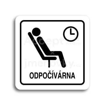 Piktogram "odpočívárna III" - bílá tabulka - černý tisk