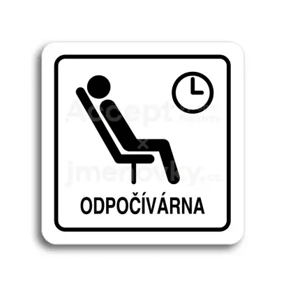 Piktogram "odpočívárna III" - bílá tabulka - černý tisk