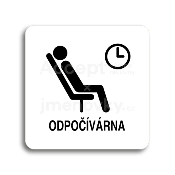 Piktogram "odpočívárna III" - bílá tabulka - černý tisk bez rámečku