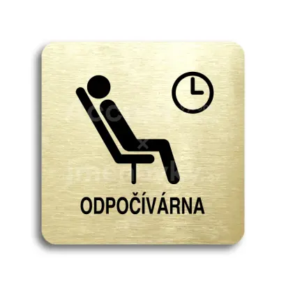 Piktogram "odpočívárna III" - zlatá tabulka - černý tisk bez rámečku