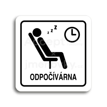 Piktogram "odpočívárna IV" - bílá tabulka - černý tisk