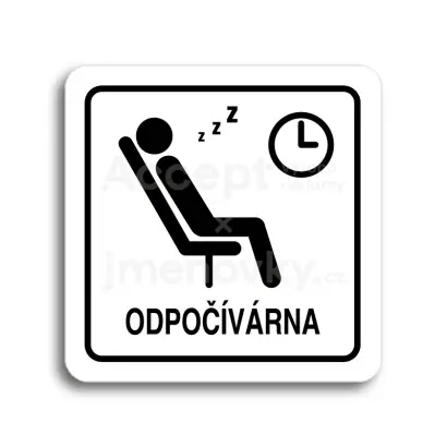Piktogram "odpočívárna IV" - bílá tabulka - černý tisk