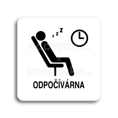 Piktogram "odpočívárna IV" - bílá tabulka - černý tisk bez rámečku