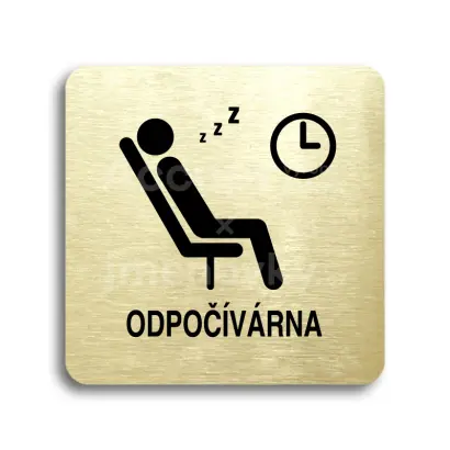 Piktogram "odpočívárna IV" - zlatá tabulka - černý tisk bez rámečku