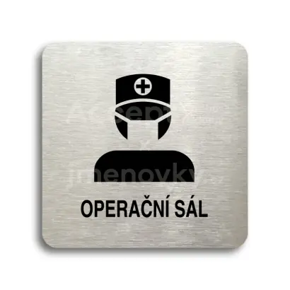 Piktogram "operační sál II" - stříbrná tabulka - černý tisk bez rámečku