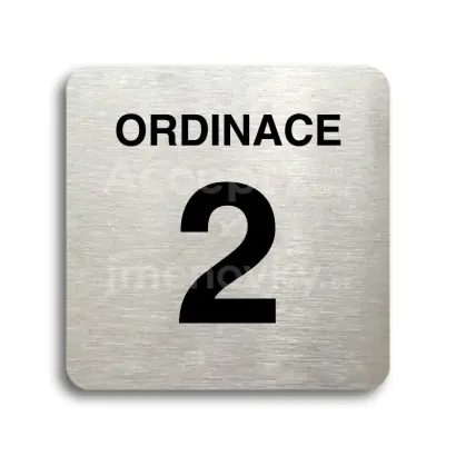 Piktogram "ordinace 2" - stříbrná tabulka - černý tisk bez rámečku