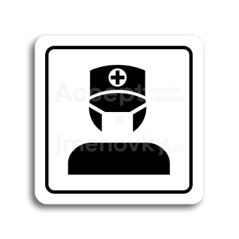 Piktogram "ordinace III" - bílá tabulka - černý tisk