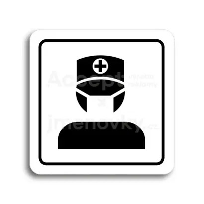 Piktogram "ordinace III" - bílá tabulka - černý tisk