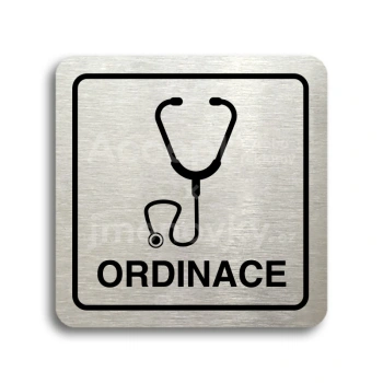 Piktogram "ordinace IV" - stříbrná tabulka - černý tisk