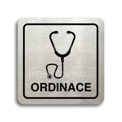Piktogram "ordinace IV" - stříbrná tabulka - černý tisk