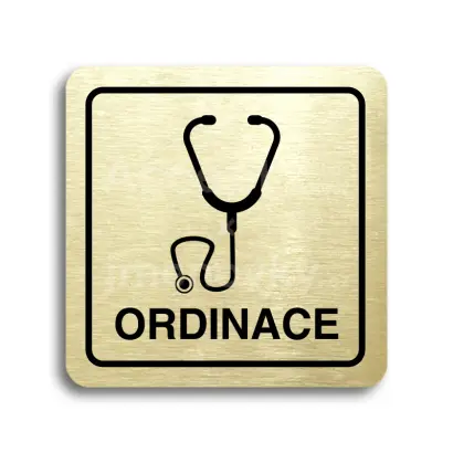 Piktogram "ordinace IV" - zlatá tabulka - černý tisk