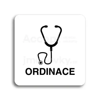 Piktogram "ordinace IV" - bílá tabulka - černý tisk bez rámečku