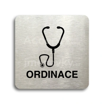 Piktogram "ordinace IV" - stříbrná tabulka - černý tisk bez rámečku