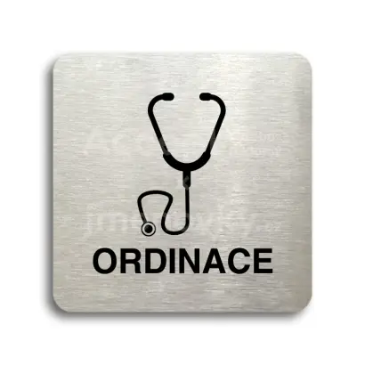 Piktogram "ordinace IV" - stříbrná tabulka - černý tisk bez rámečku