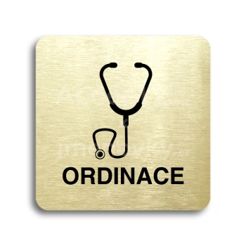 Piktogram "ordinace IV" - zlatá tabulka - černý tisk bez rámečku