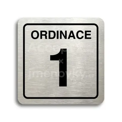 Piktogram "ordinace 1" - stříbrná tabulka - černý tisk