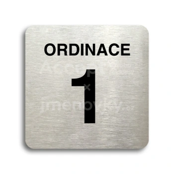 Piktogram "ordinace 1" - stříbrná tabulka - černý tisk bez rámečku