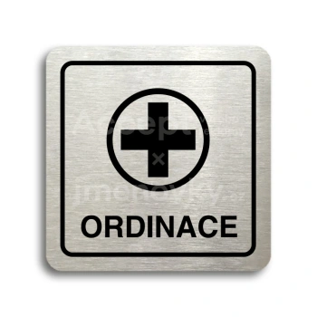 Piktogram "ordinace VI" - stříbrná tabulka - černý tisk