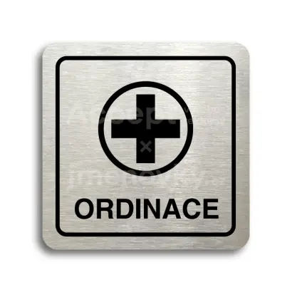 Piktogram "ordinace VI" - stříbrná tabulka - černý tisk