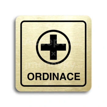 Piktogram "ordinace VI" - zlatá tabulka - černý tisk