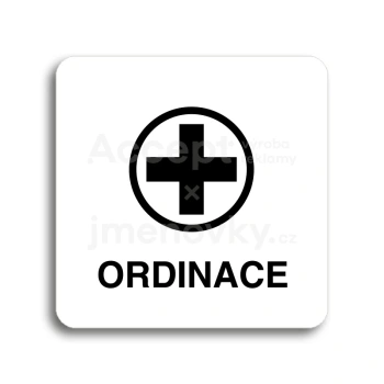 Piktogram "ordinace VI" - bílá tabulka - černý tisk bez rámečku