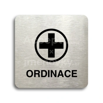 Piktogram "ordinace VI" - stříbrná tabulka - černý tisk bez rámečku