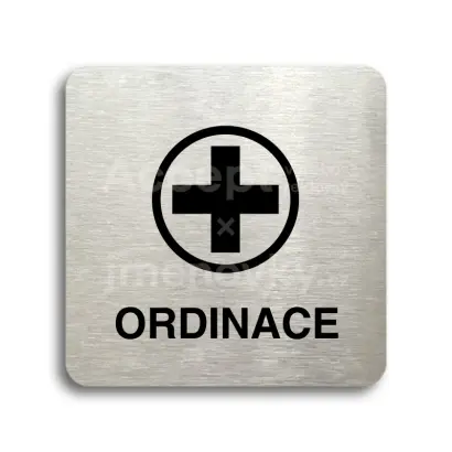 Piktogram "ordinace VI" - stříbrná tabulka - černý tisk bez rámečku