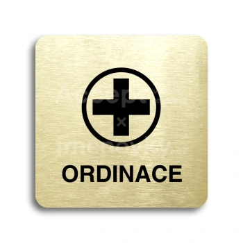 Piktogram "ordinace VI" - zlatá tabulka - černý tisk bez rámečku