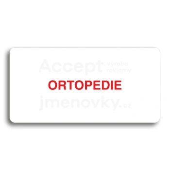 Piktogram "ORTOPEDIE" - bílá tabulka - barevný tisk bez rámečku